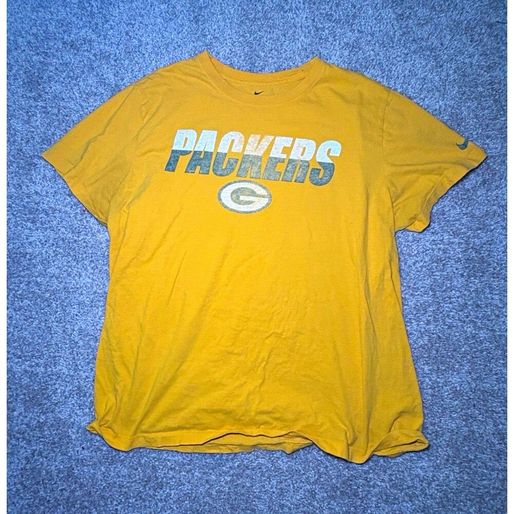 Nike Green Bay Packers NFL Football Yellow Short Sleeve T-Shirt Size Youth XL